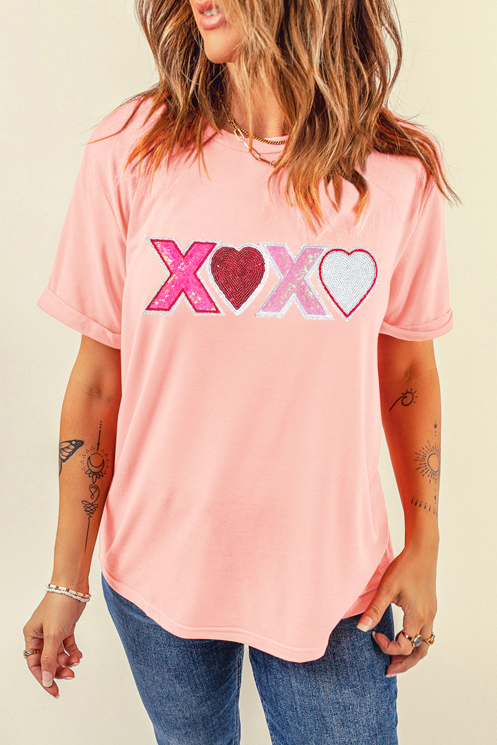 Pink XOXO Sequin Tee