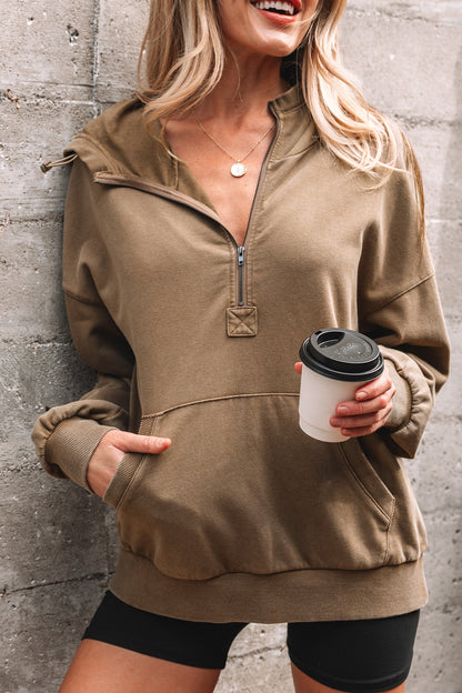 Onyx Mineral Wash Half-Zip Hoodie