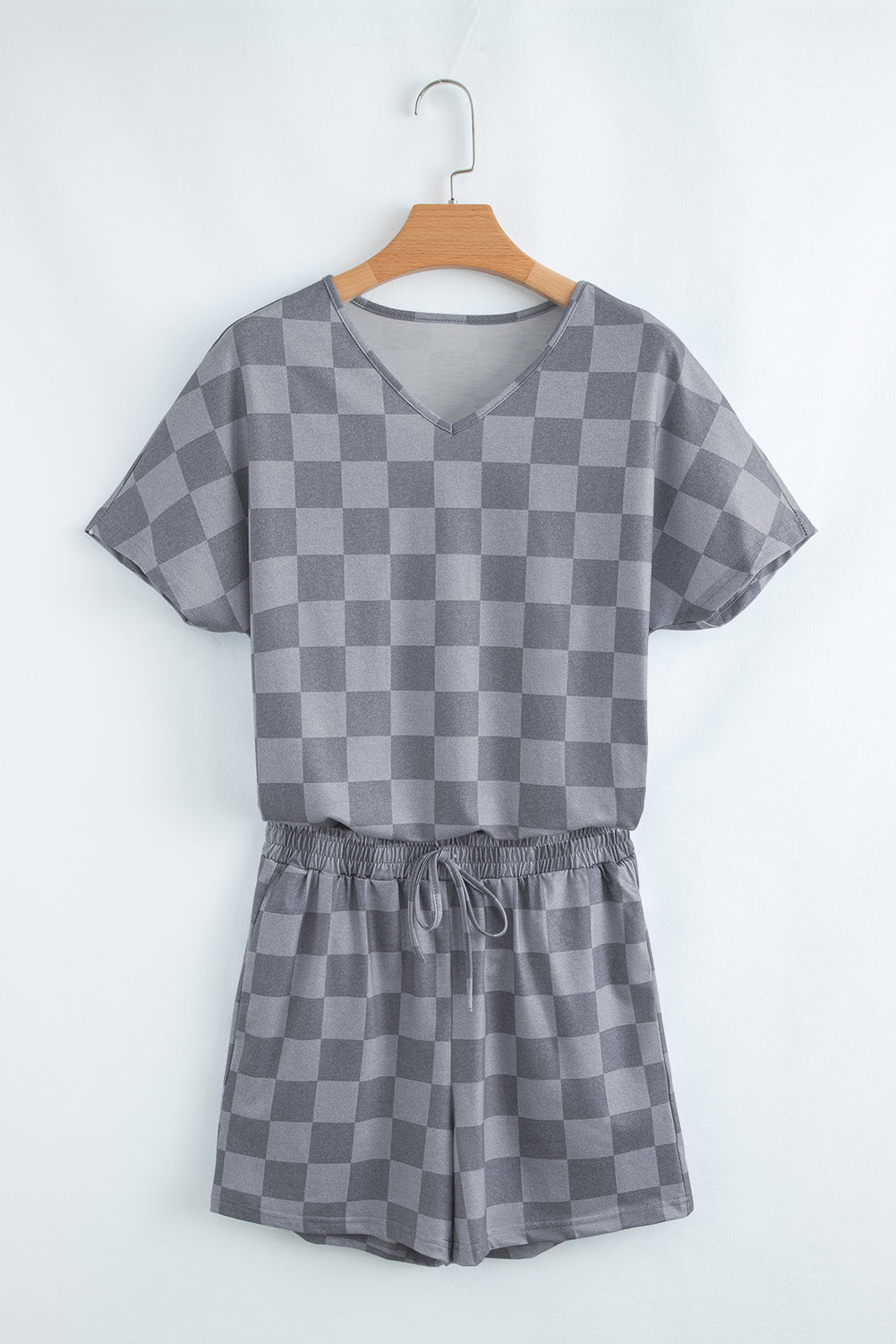 Beige Checkered Lounge Set