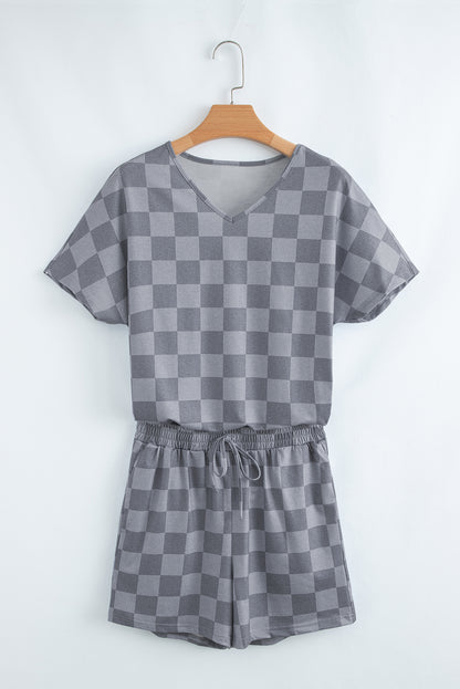 Beige Checkered Lounge Set