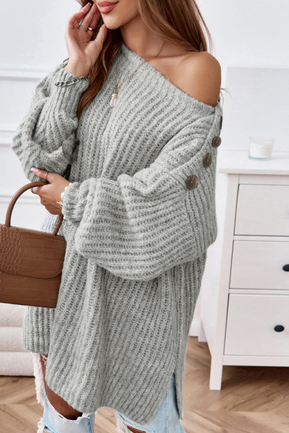 Button Shoulder Sweater