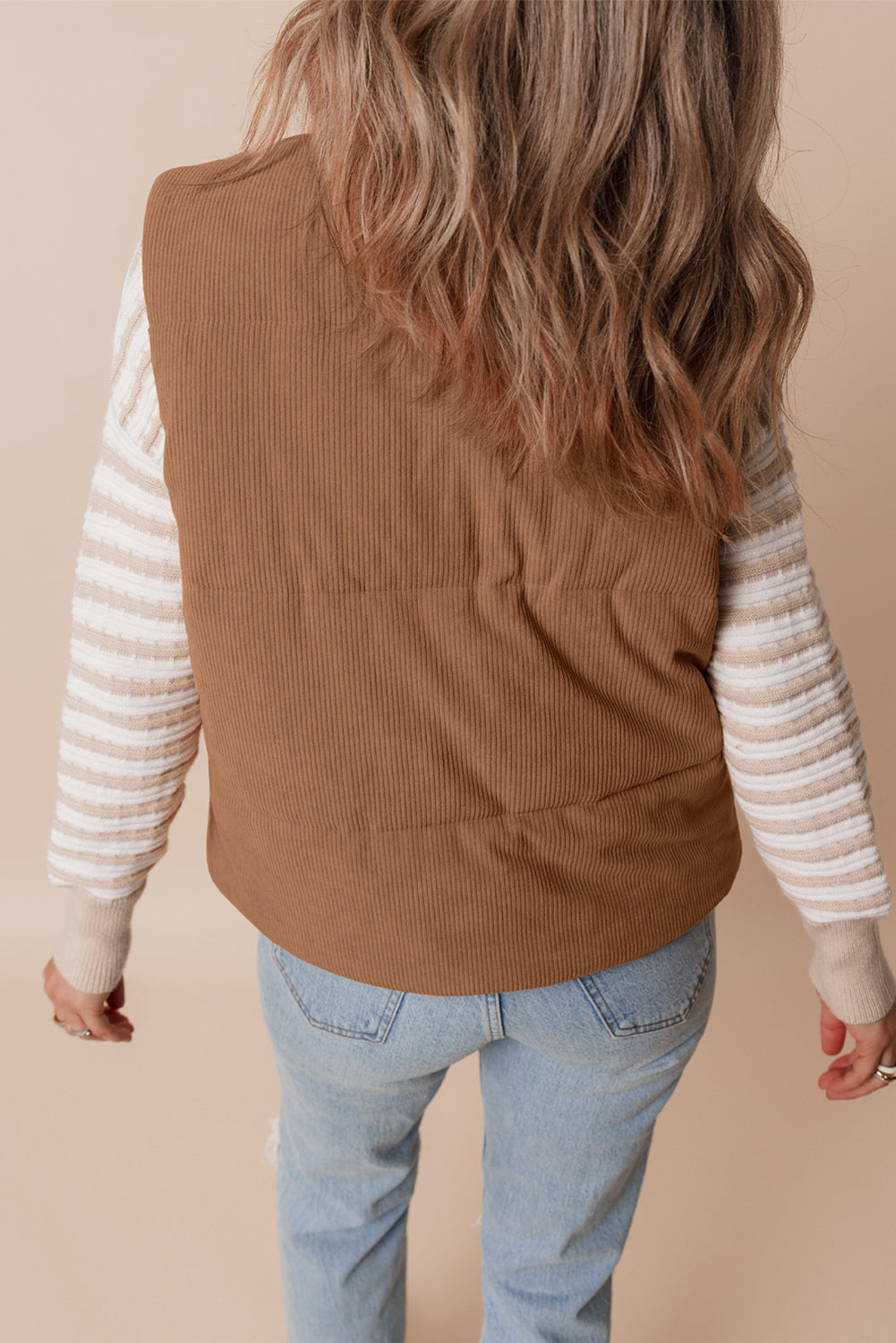 Caramel Cord Puffer Vest