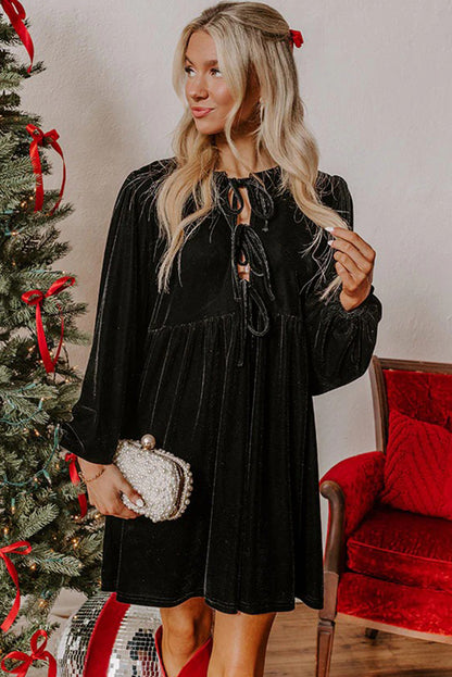 Midnight Velvet Bow Dress