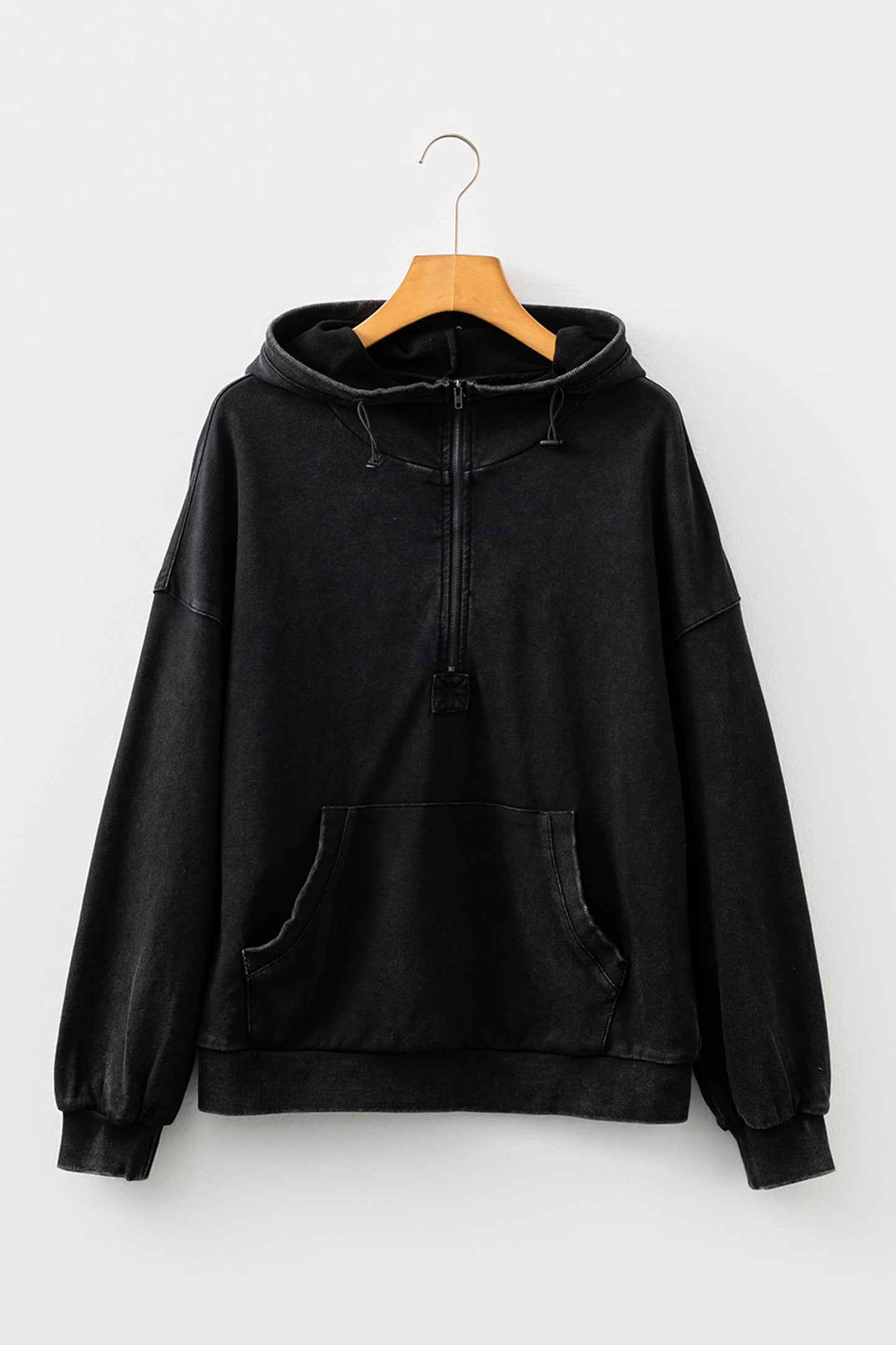 Onyx Mineral Wash Half-Zip Hoodie