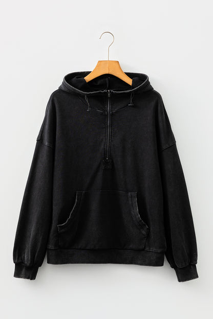 Onyx Mineral Wash Half-Zip Hoodie