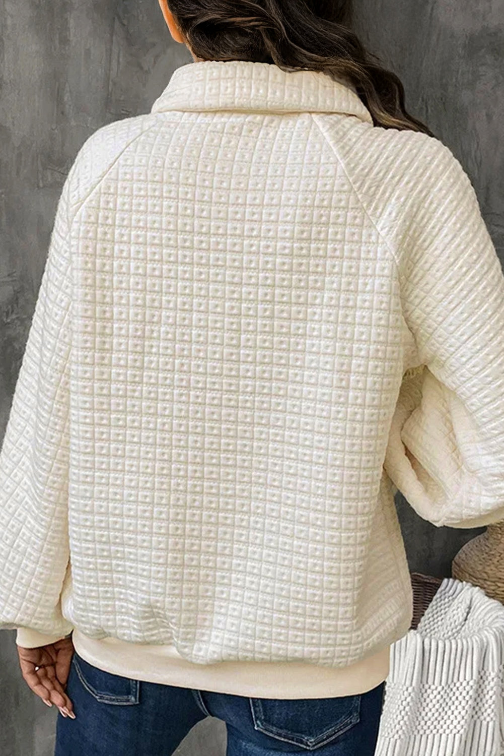Waffle Knit Collar Pullover