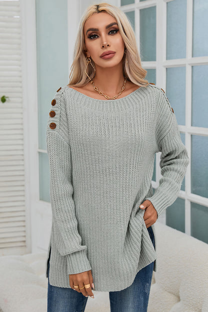 Button Shoulder Sweater