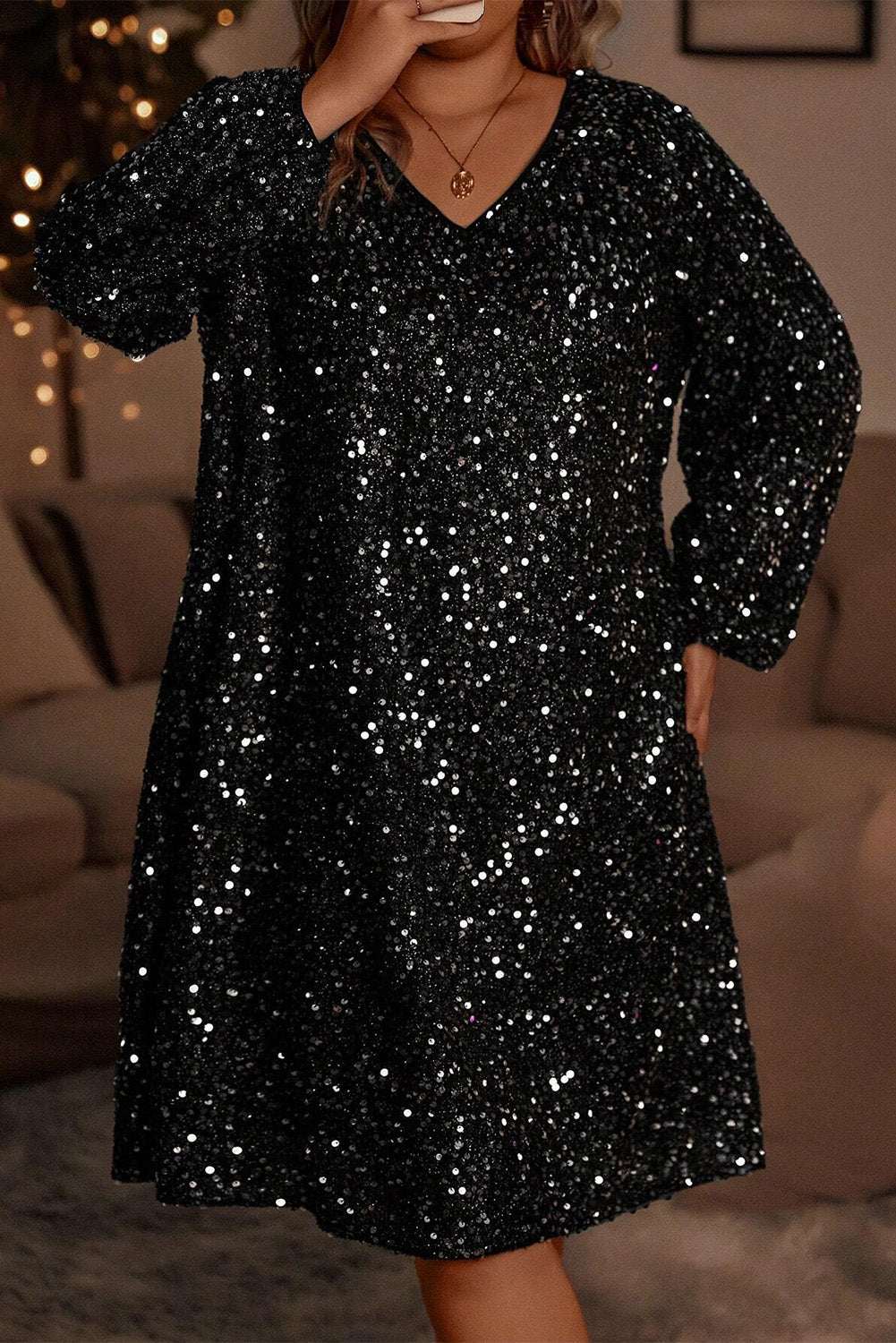 Midnight Sparkle Plus Size Sequin Dress
