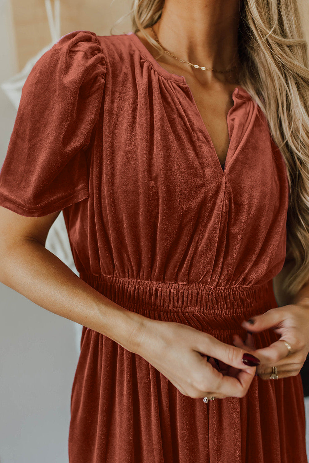 Velvet Chestnut Maxi Dress