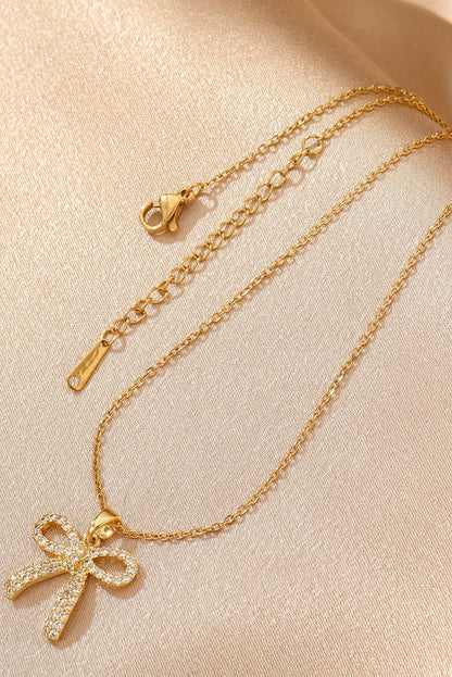 Golden Glimmer Bow Necklace
