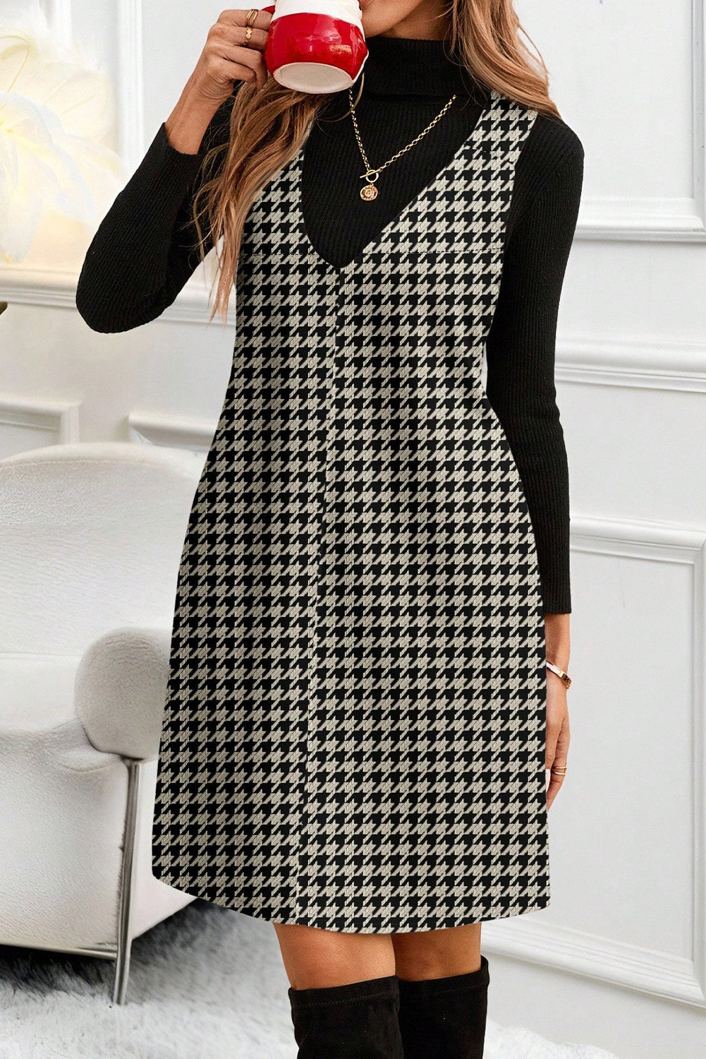 Classic Charm Houndstooth Shift Dress