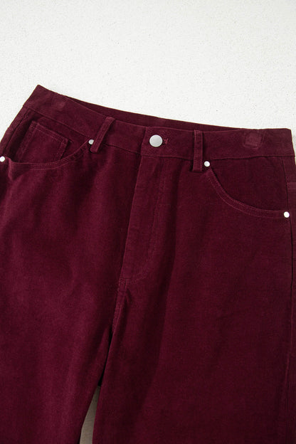 Burgundy Belle Corduroy Wide-Leg Pants