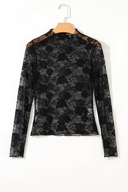 Sheer Floral Long Sleeve Top