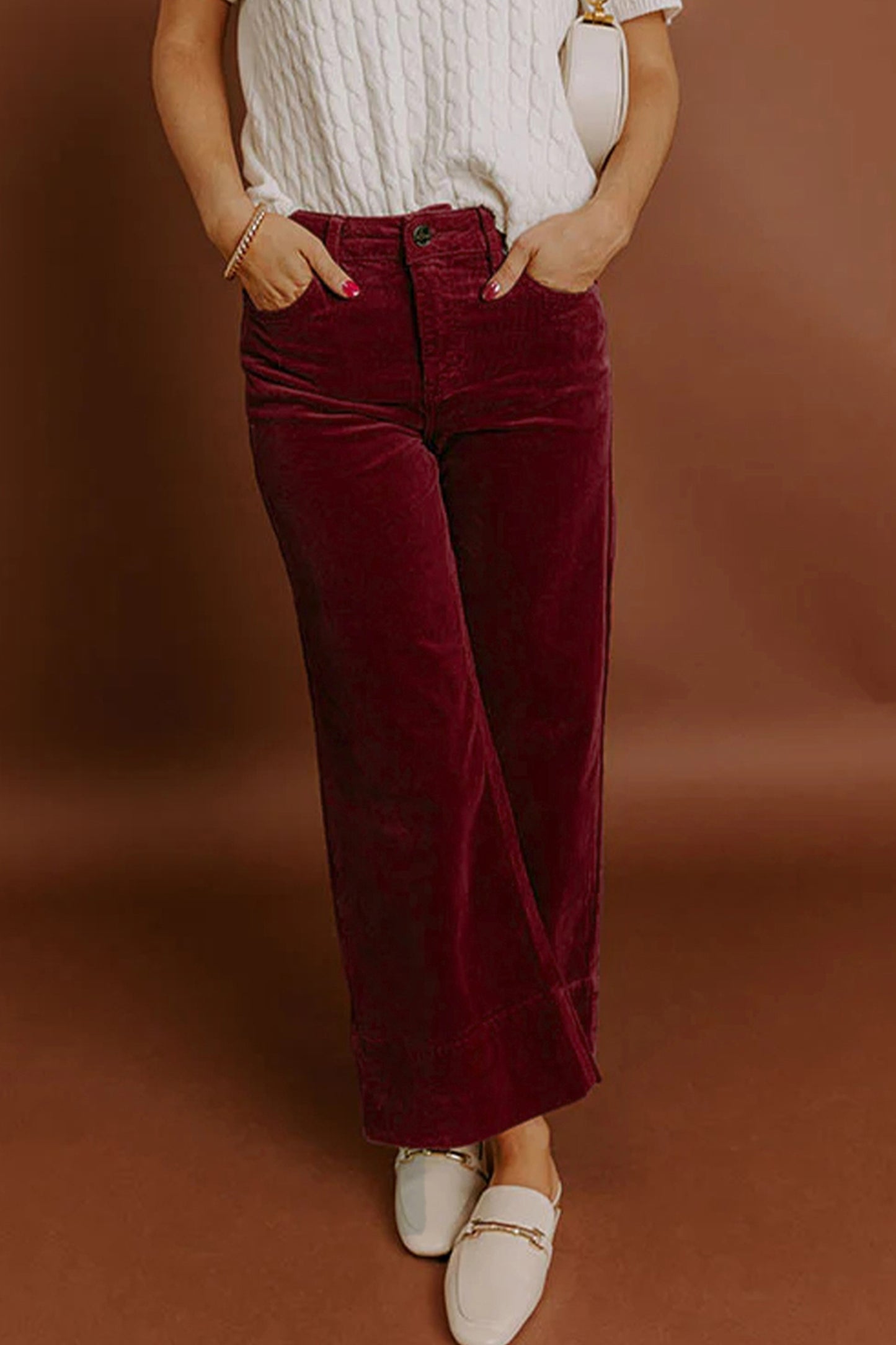 Burgundy Belle Corduroy Wide-Leg Pants