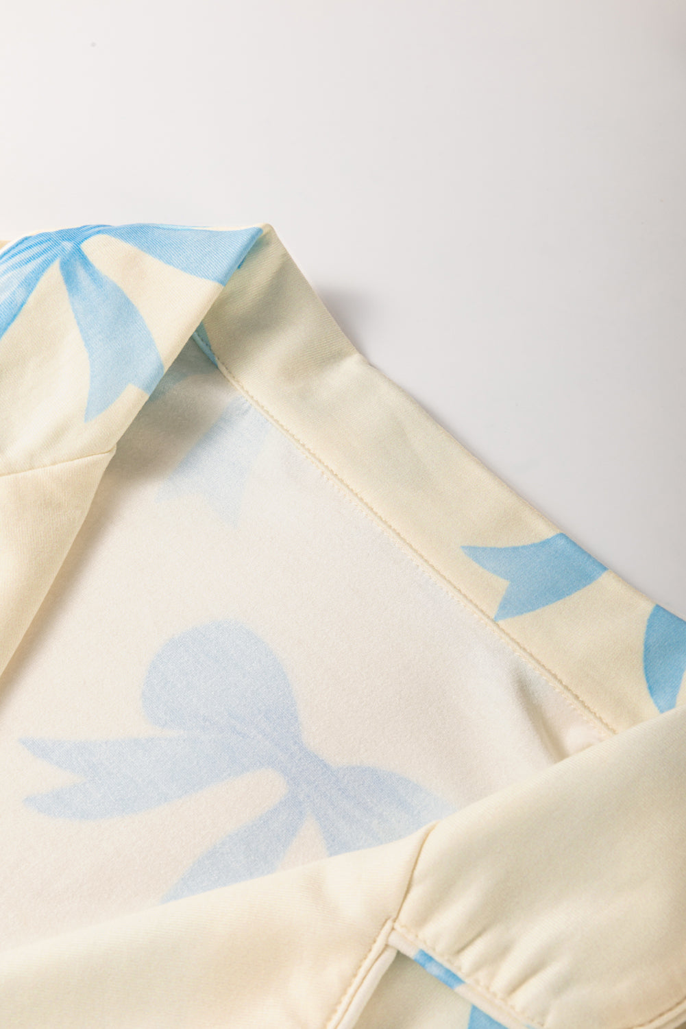 Blue Bow Satin Pajama Set