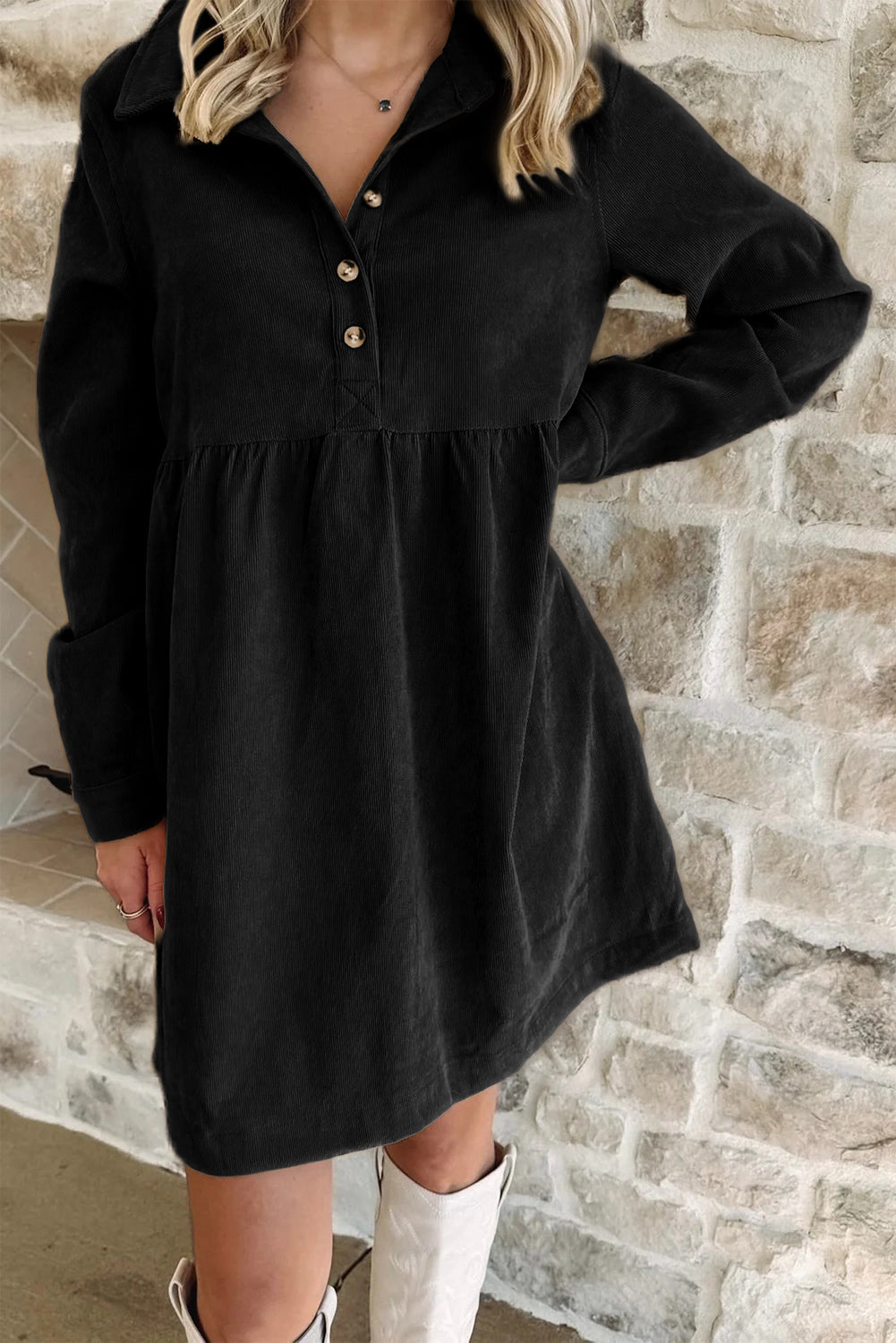 Olive Corduroy Charm Dress