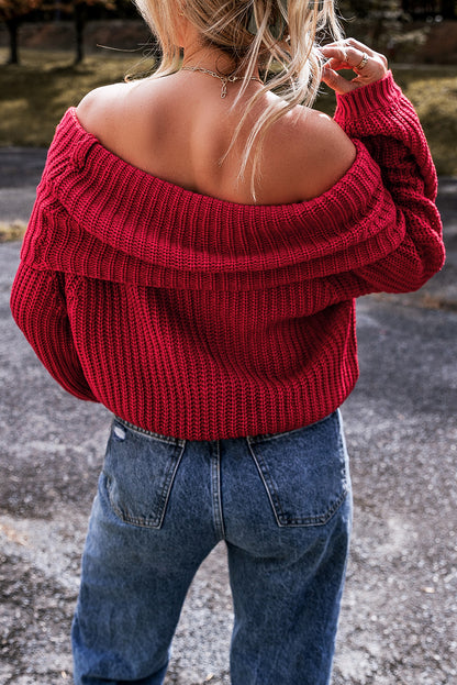 Scarlet Whisper Off-Shoulder Sweater