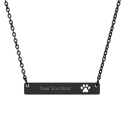 Paw Print Bar Engraved Necklace