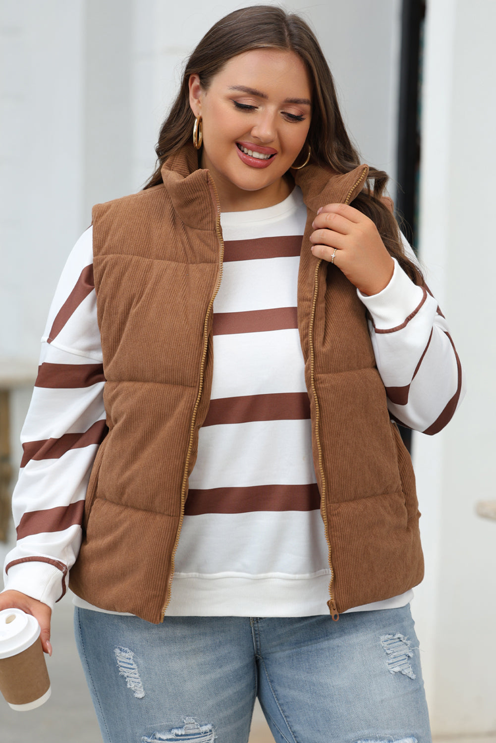 Caramel Cord Puffer Vest