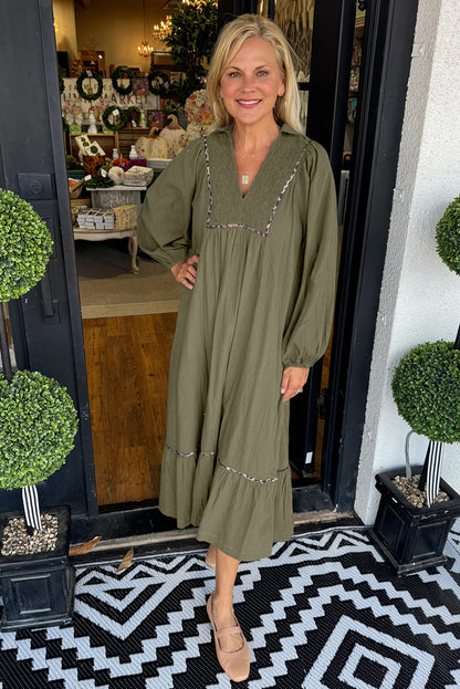 Midnight Muse Smocked Maxi Dress