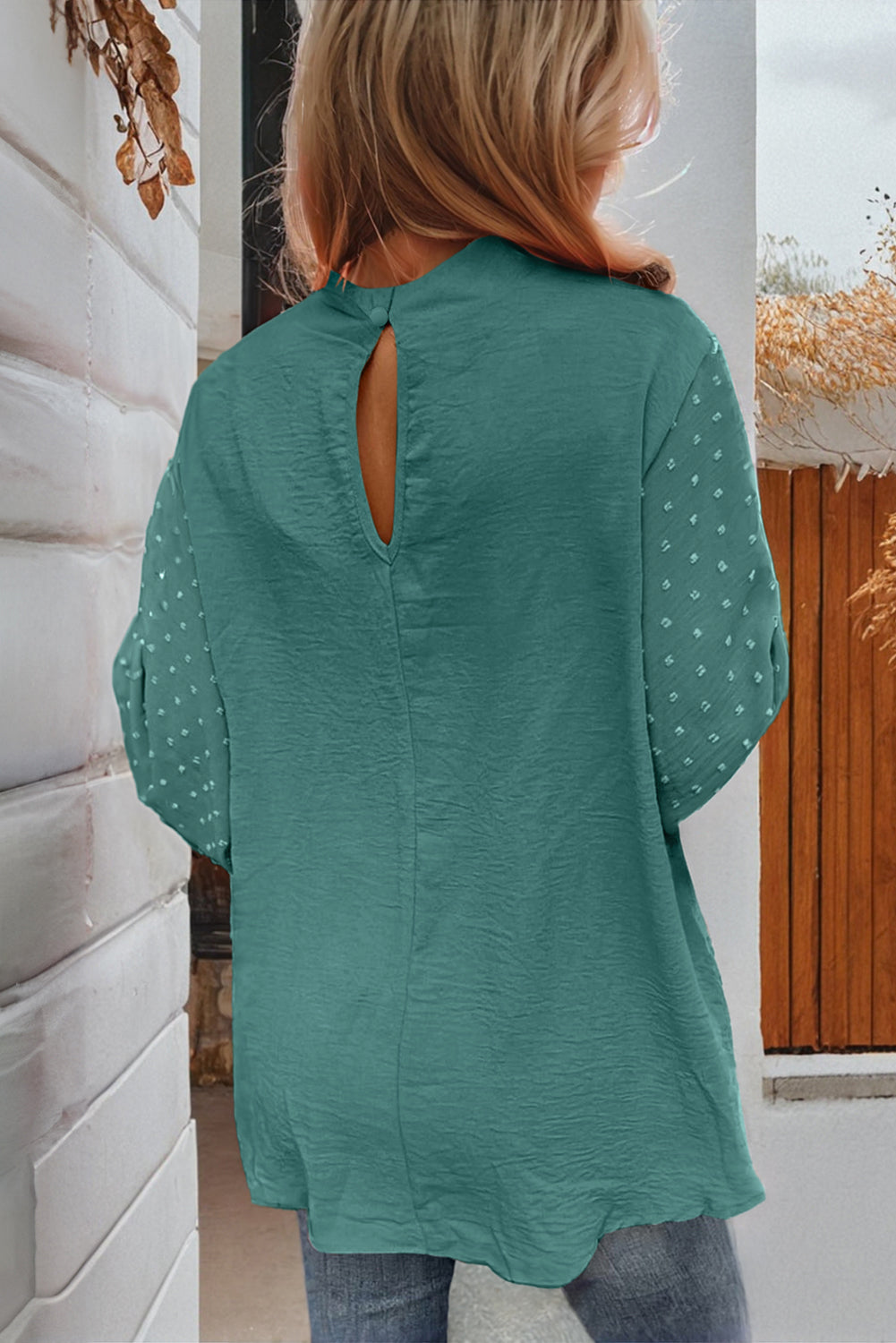 Whispered Dots Long Sleeve Blouse