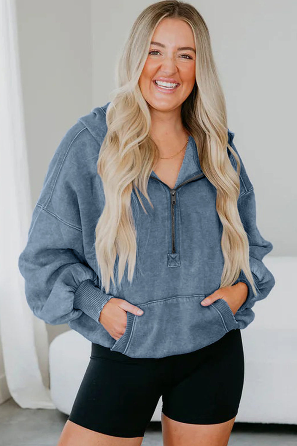 Onyx Mineral Wash Half-Zip Hoodie