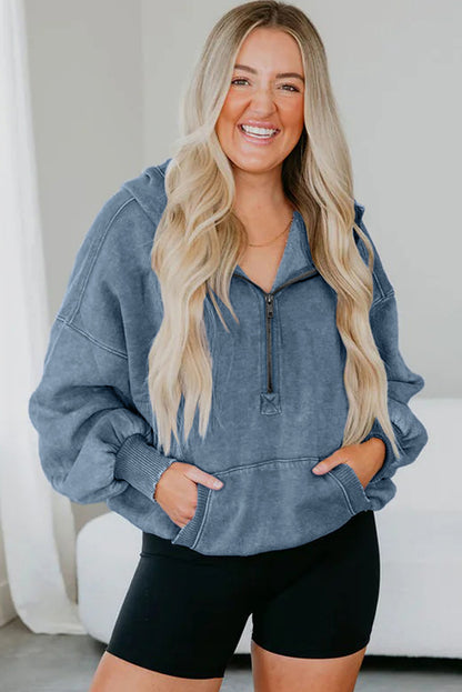 Onyx Mineral Wash Half-Zip Hoodie