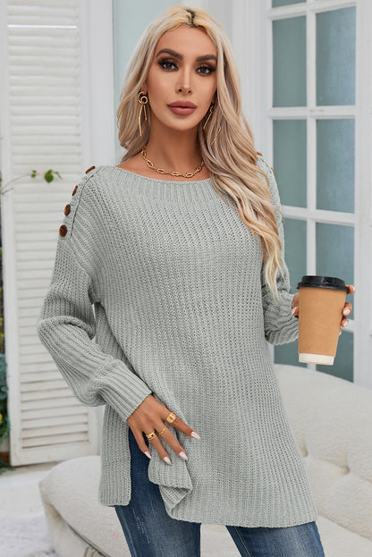 Button Shoulder Sweater