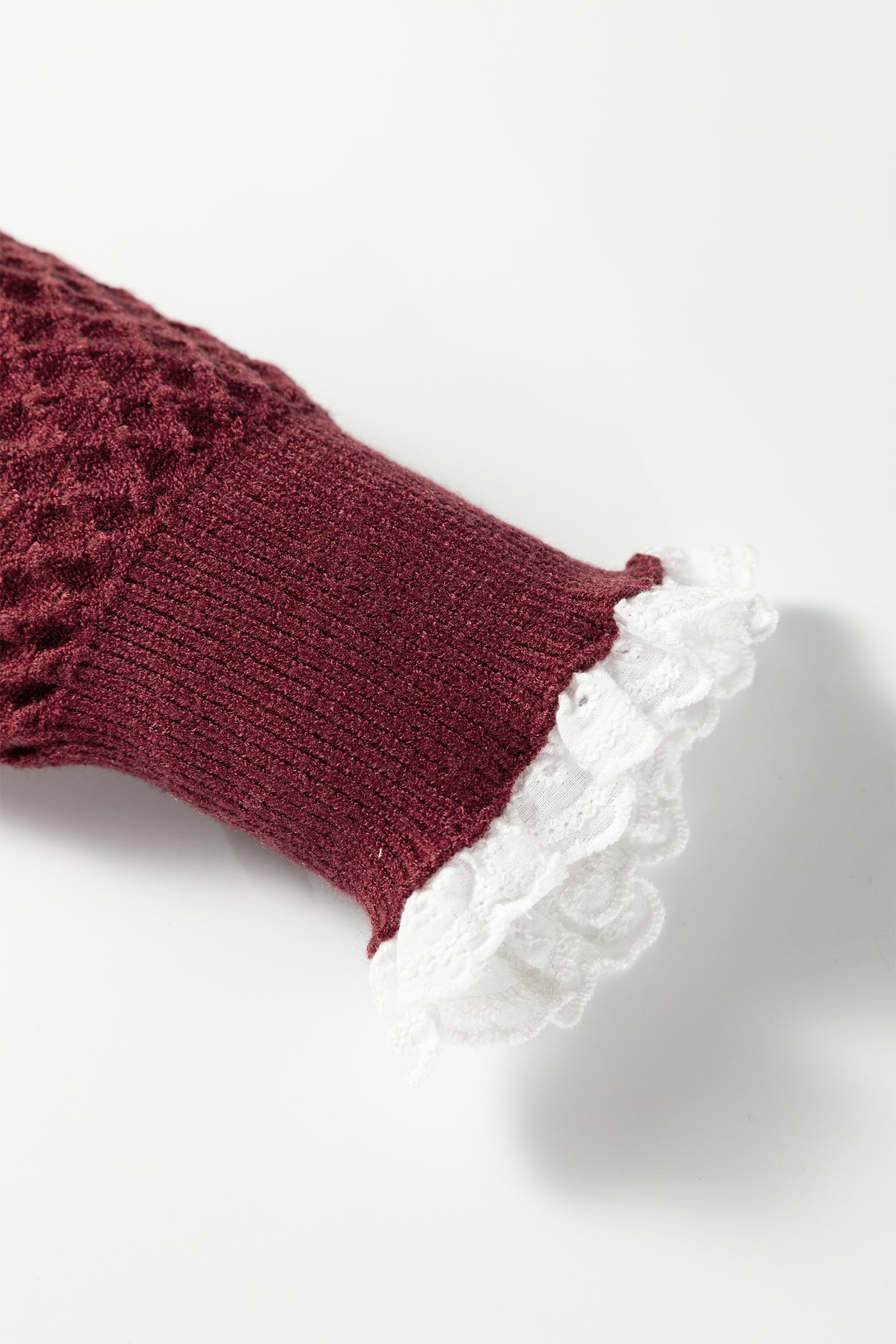 Crimson Lace Trim Sweater