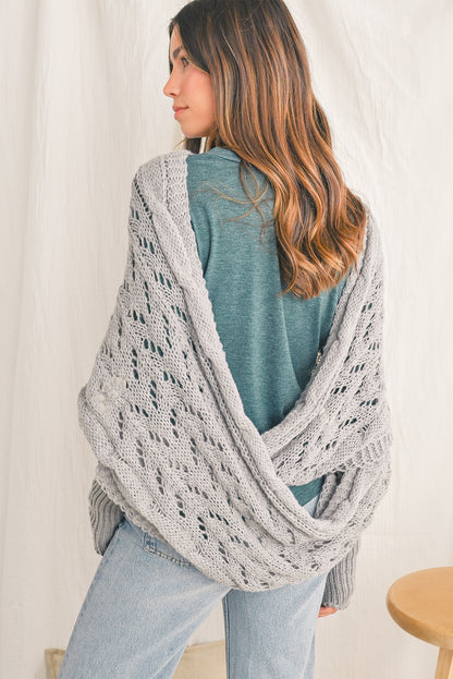 Silver Mist Wrap Knit Scarf Top