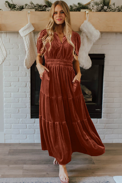 Velvet Chestnut Maxi Dress