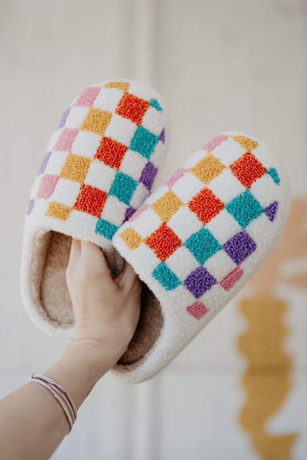 Colored Checkered Slippers