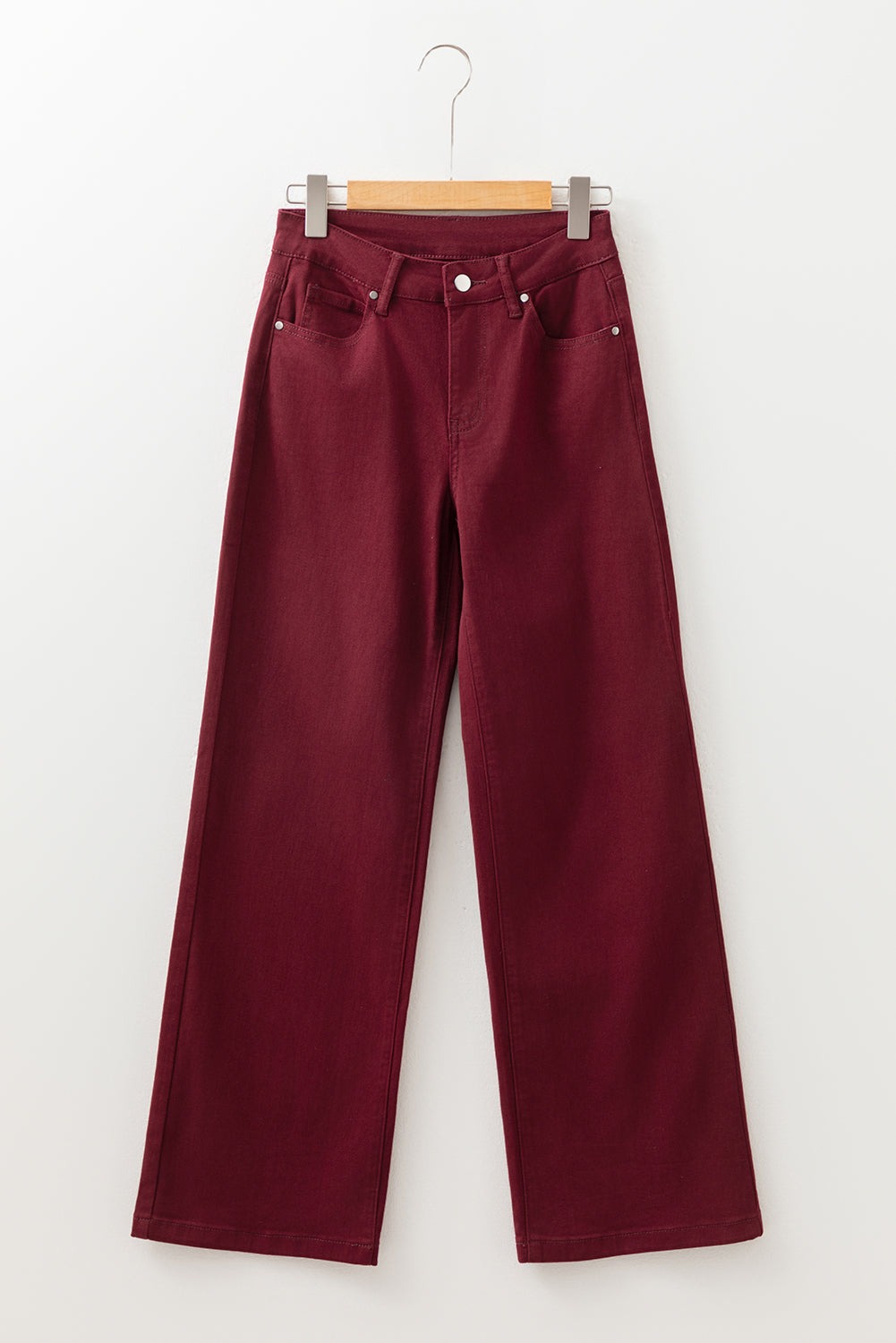 Bordeaux High Waist Wide Leg Jeans
