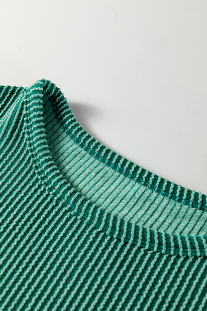 Emerald Whisper Ruffle Knit Top