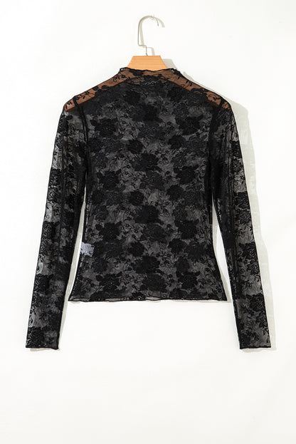 Sheer Floral Long Sleeve Top