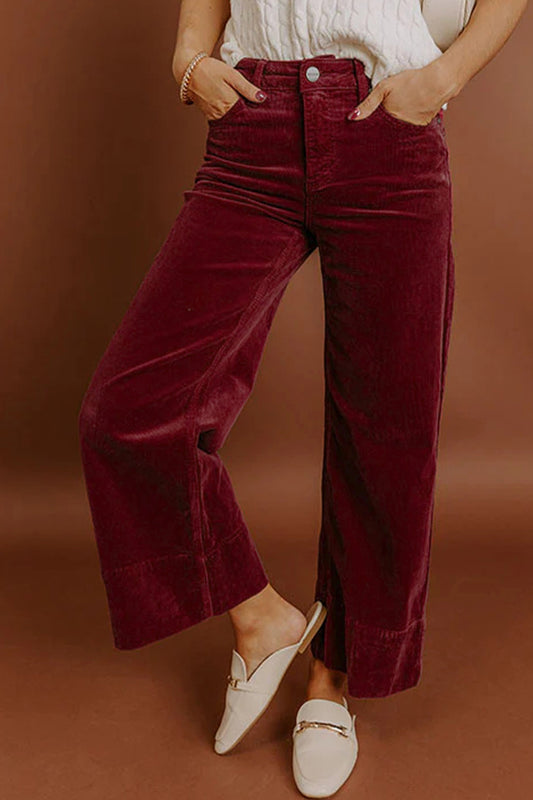 Burgundy Belle Corduroy Wide-Leg Pants