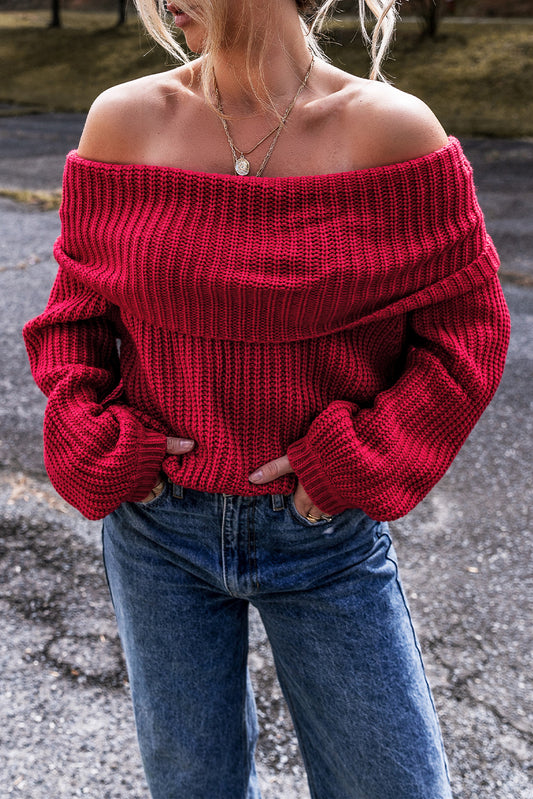 Scarlet Whisper Off-Shoulder Sweater