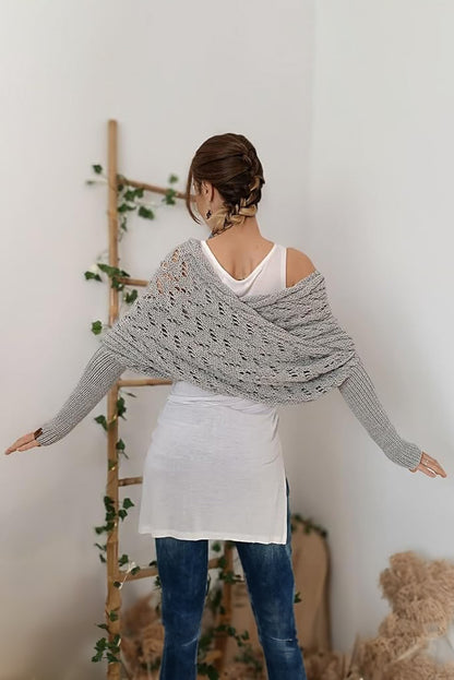 Silver Mist Wrap Knit Scarf Top