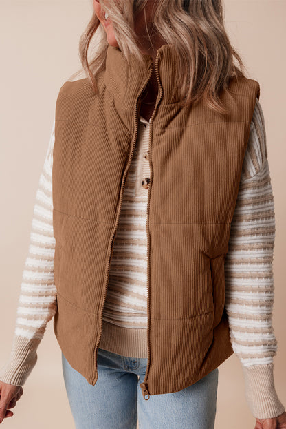 Caramel Cord Puffer Vest