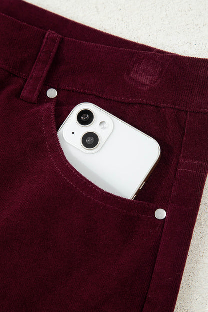 Burgundy Belle Corduroy Wide-Leg Pants