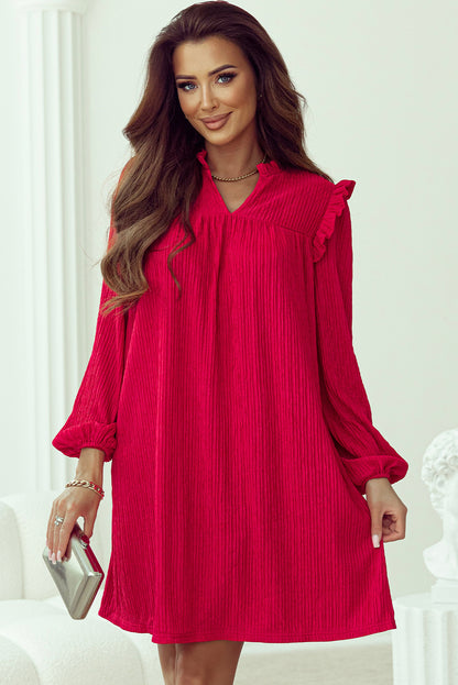Radiant Ruffle Ribbed Dress