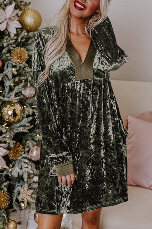 Olive Luxe Velvet Dress