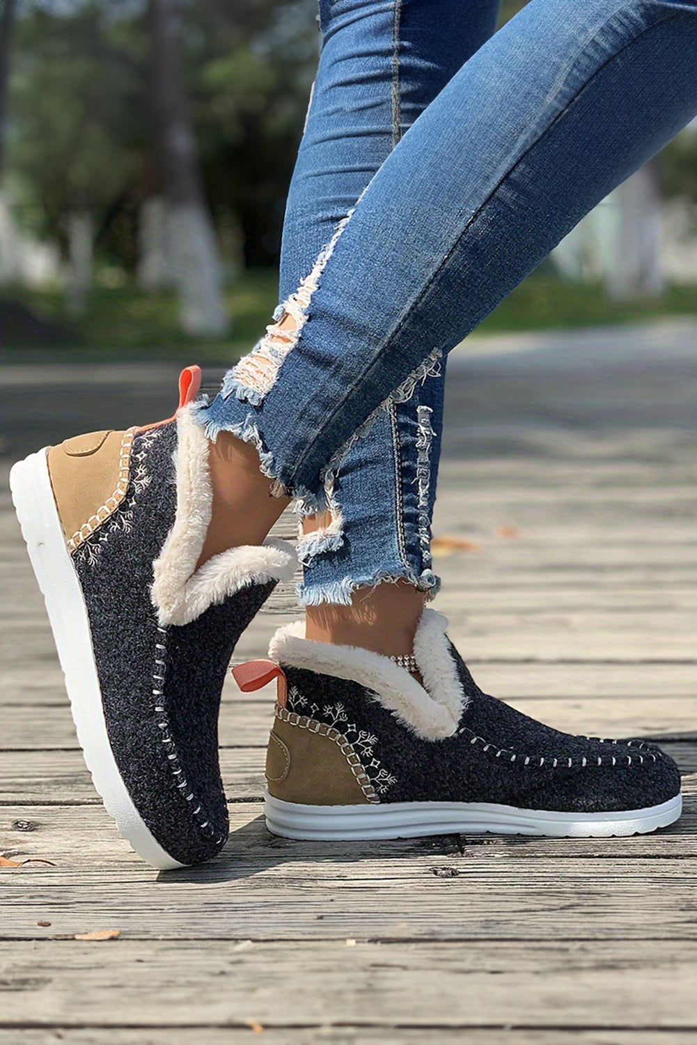 Suede Plush Ankle Boots