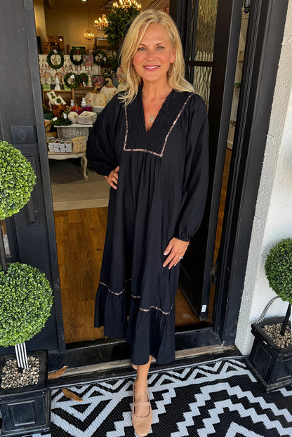Midnight Muse Smocked Maxi Dress