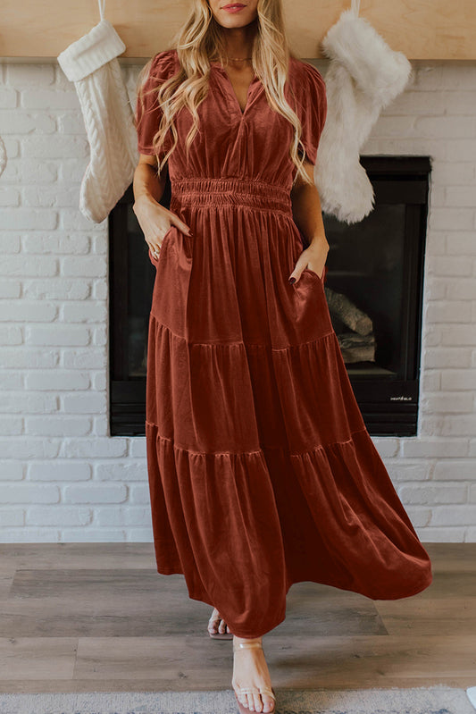 Velvet Chestnut Maxi Dress