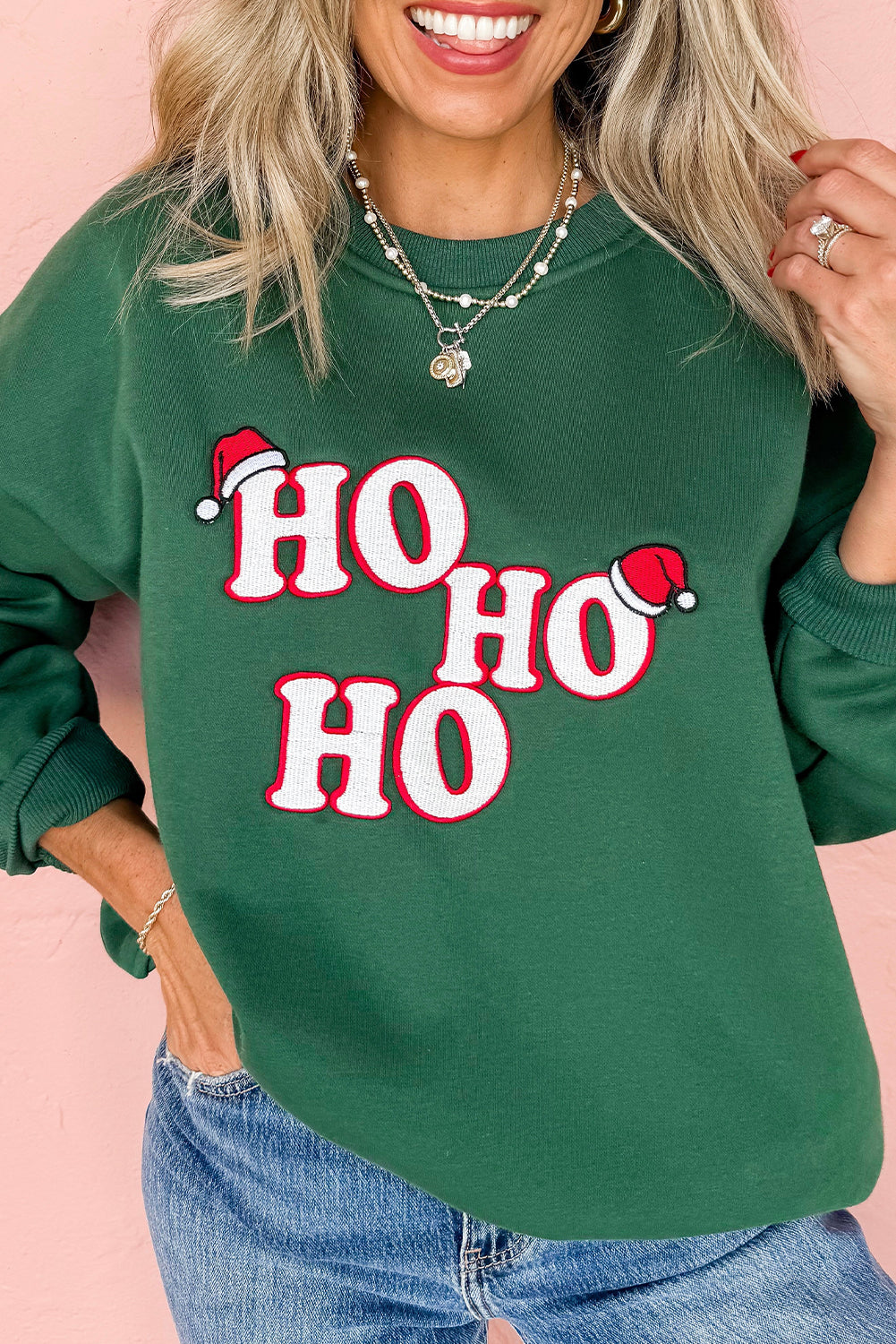 Ho Ho Ho Embroidered Sweatshirt