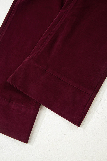 Burgundy Belle Corduroy Wide-Leg Pants