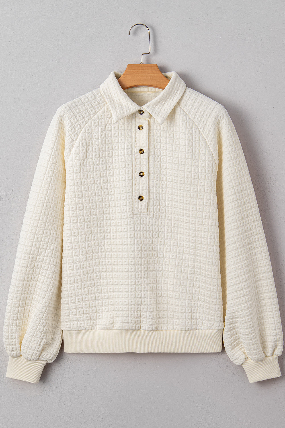 Waffle Knit Collar Pullover