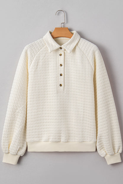 Waffle Knit Collar Pullover