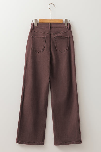 Bordeaux High Waist Wide Leg Jeans